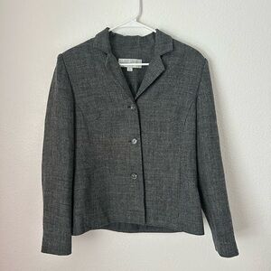 Larry Lavine Blazer Women’s 6 Gray Button Front Collared Jacket